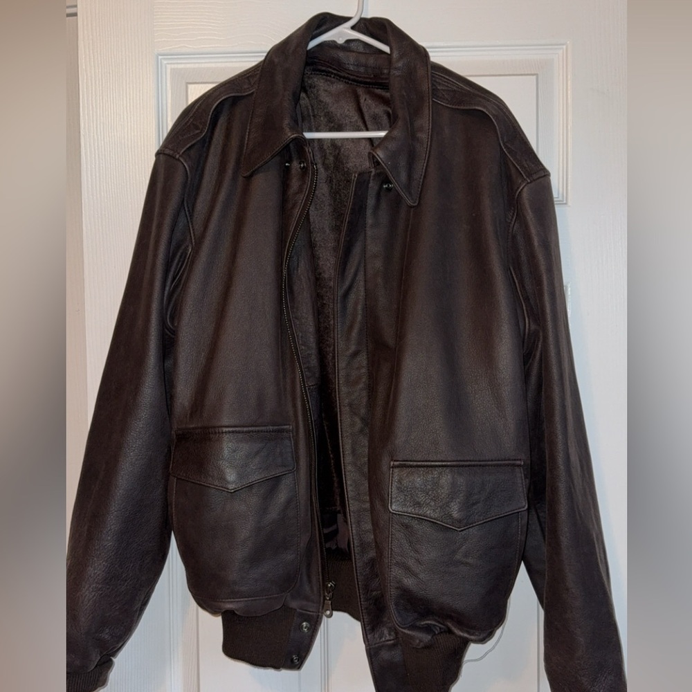 Brown Leather Jacket Size L